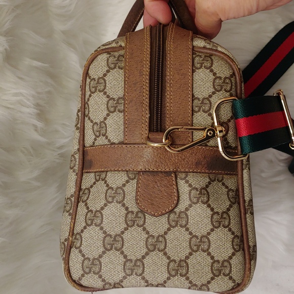 Authentic Vintage Gucci GG Monogram Supreme Sherry Web Ophidia Boston Doctor Bag - Picture 5 of 11